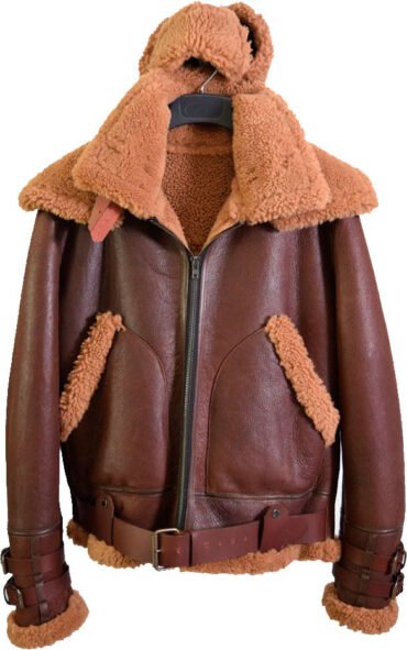 Brown fur shearling jacket mens for winters