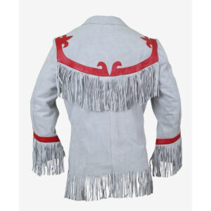 Luxurious Cloud Leather Blazer with Fringes
