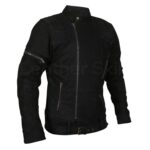 Men's Black Suede Belted Leather Jacket with Stylish Zipper Accents on Shoulders