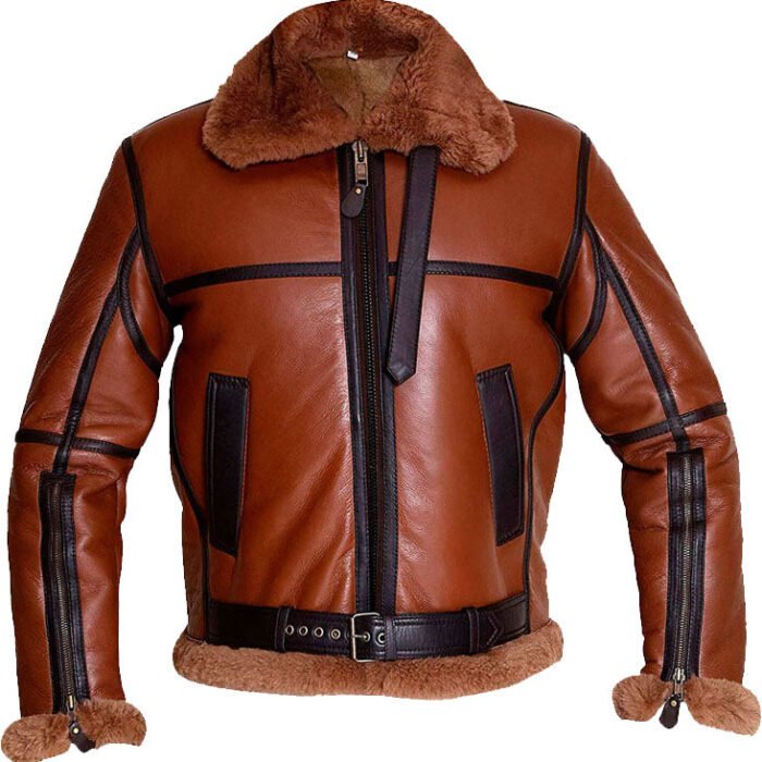 Classic brown shearling jacket mens for winters