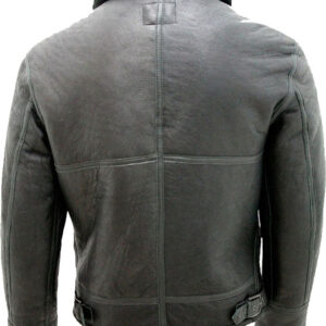 Mens Black Air Force Real Leather Jacket With Fur
