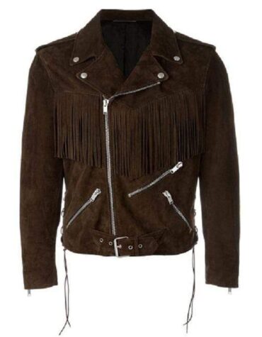 Men's Fringe Motorcycle Suede Jacket Men's Clothing, Men's Cow Boy Brown Western Jacket