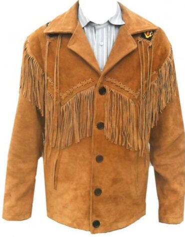 Men's Tan Suede Leather Jacket, Cowboy Jacket