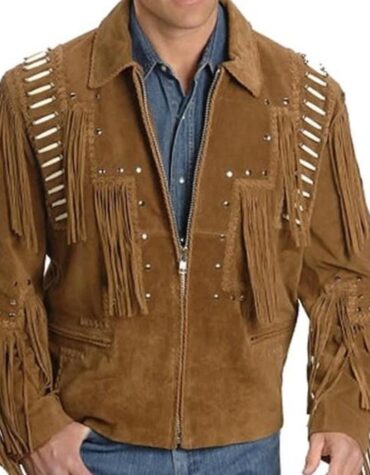 Men's Western Suede Jacket, Brown Fringe Cowboy Jacket