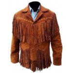 Tan Color Cowboy Suede Fringe Jacket - Western Elegance