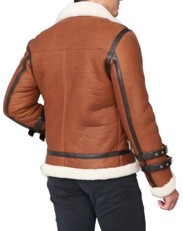 Shearling Sheepskin Moto Jacket Brown