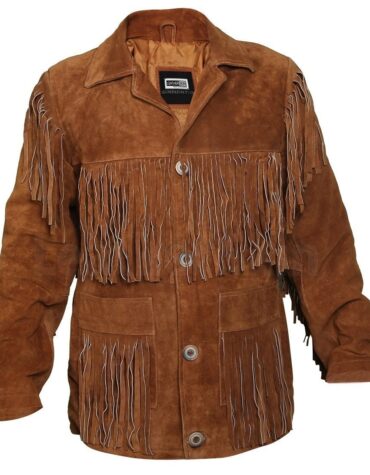 Tawny Suede Leather Jacket with Fringes