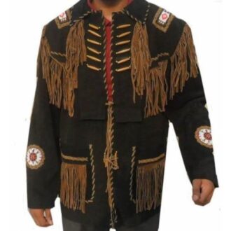 Western Cowboy Brown Suede Leather Jacket, Fringes Cowboy Jacket