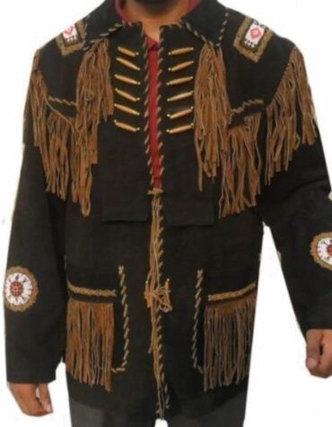 Western Cowboy Brown Suede Leather Jacket, Fringes Cowboy Jacket