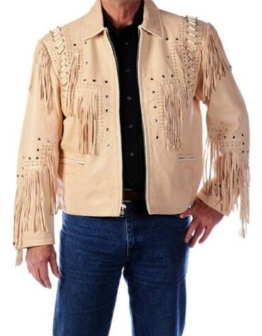 Western Men 1980' Cowboy Cream Color Fringe Jacket