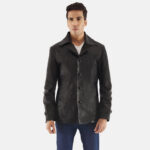 Leo Black Leather Coat - Sleek Men's Outerwear