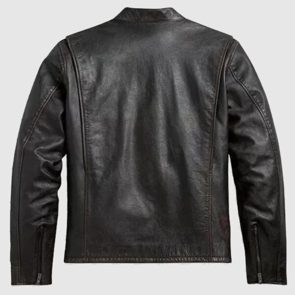 Black Harley Davidson Sleeve Stripe Leather Jacket