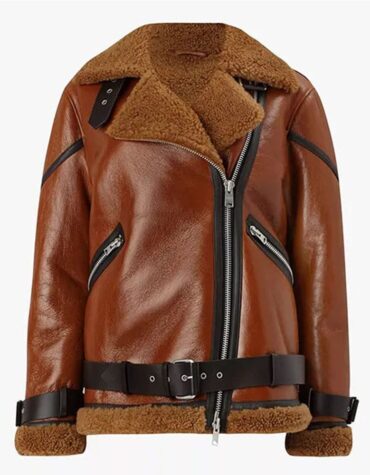 Blanche Rusty Brown Oversized Shearling Jacket