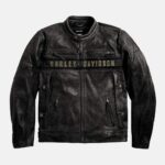 Harley Davidson Vintage Black Leather Motorcycle Jacket