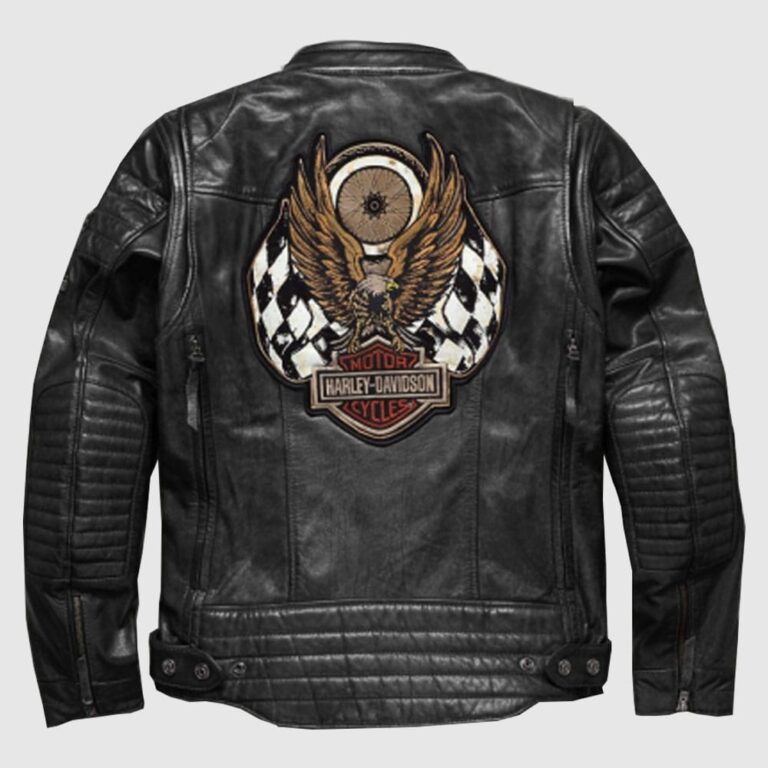 Harley Davidson Embroidery Eagle Leather Jacket