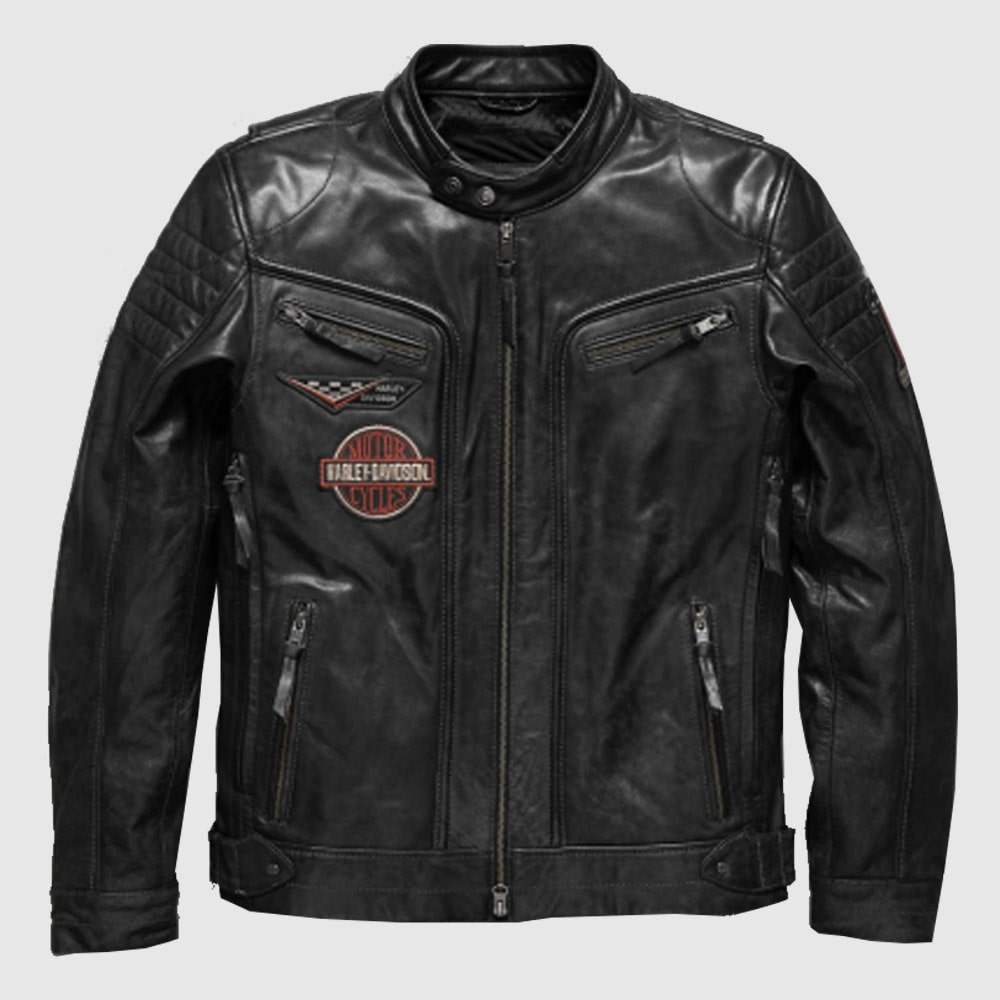 Harley Davidson Embroidery Eagle Leather Jacket | Free Shipping