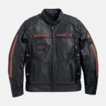 Harley Davidson Men's Exmoor Reflective Wing Motorcycle Leather Jacket