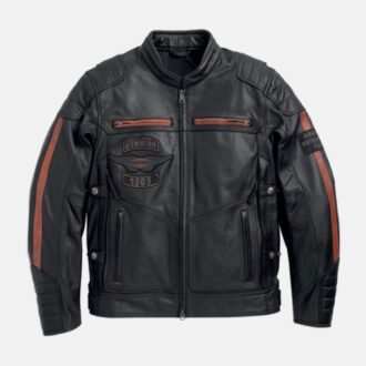 Harley Davidson Mens Exmoor Reflective Wing Motorcycle Leather Jacket