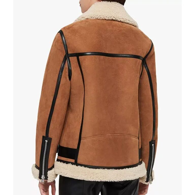 Haydu Brown Suede Leather Shearling Coat