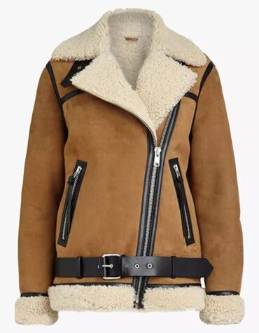 Haydu Brown Suede Leather Shearling Coat