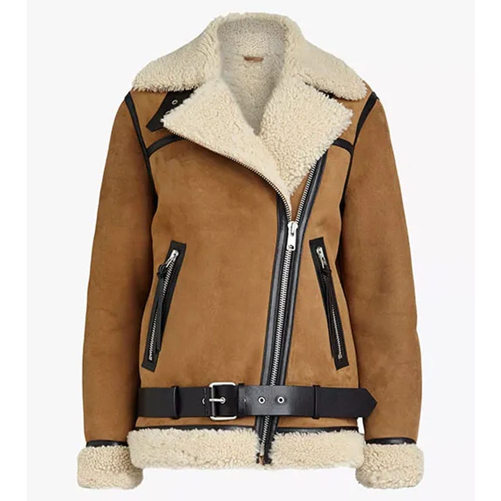 Haydu Brown Suede Leather Shearling Coat | Free Shipping Included