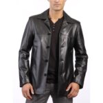 High-Quality Soft Lambskin Men's Black Leather Shirt - Superior Comfort