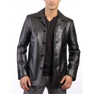 High Quality Soft Lambskin Mens Black Leather shirt