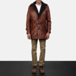 Hunter Distressed Brown Fur Leather Coat - Rugged Men's Outerwear