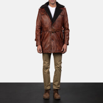 Hunter Distressed Brown Fur Leather Coat