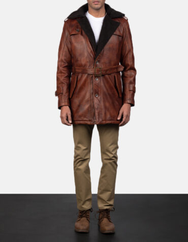 Hunter Distressed Brown Fur Leather Coat