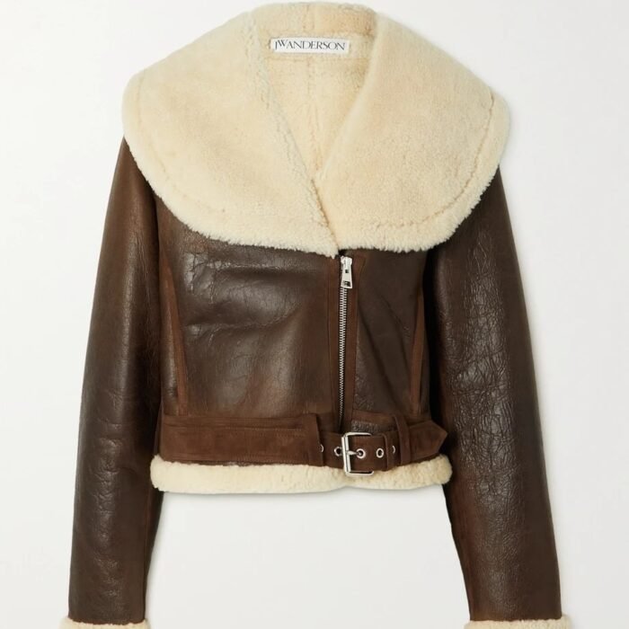 JW Anderson Cropped Shearling Leather Jacket