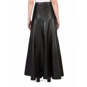 Ladies Long Slim fit Genuine Soft Lambskin Black Leather Skirt