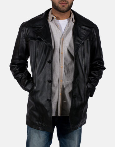 Brawnton Black Leather Coat