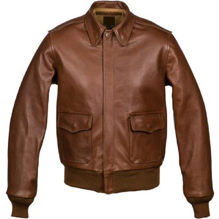 Military A-2 Bomber Brown Leather Jacket