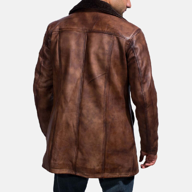 Cinnamon Distressed Leather Fur Coat