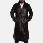 Hooligan Black Leather Trench Coat - Edgy Men's Outerwear