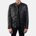 Ray Cutler Black Leather Blazer - Sophisticated Men's Outerwear