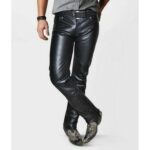 Men's Classic Style Custom Made Black Leather Pant - Tailored Elegance