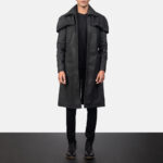 Classic Distressed Black Leather Duster - Vintage Men's Long Coat