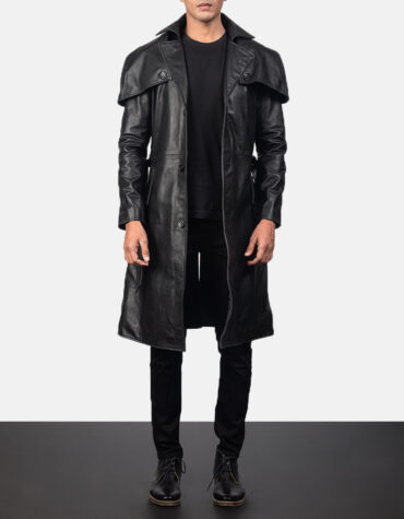 Deux Black Leather Duster