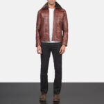 Evan Hart Fur Brown Leather Jacket - Stylish Men's Outerwear