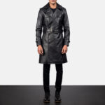 Royson Black Leather Duster Coat - Timeless Men's Outerwear