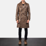 Royson Brown Leather Duster Coat - Timeless Men's Outerwear