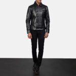 Mod Black Leather Peacoat - Contemporary Men's Outerwear