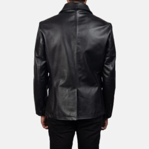 Mr. Bailey Black Leather Naval Peacoat