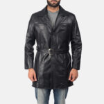 Jordan Black Leather Coat - Timeless Men's Outerwear