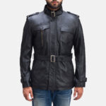 Hunter Black Leather Jacket - Classic Men's Outerwear