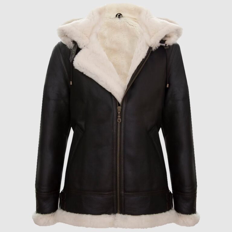 Women B3 Sheepskin With Detachable Hood Leather Jacket