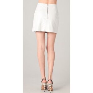 Womens Stylish Genuine Lambskin White Leather Mini Skirt