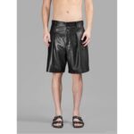 Bermuda Style Black Leather Men's Shorts for Winter